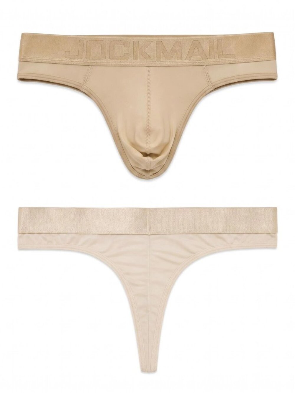 Jockmail Men's Large Thong Brief Gold Microfiber Solid Designer Athleisure